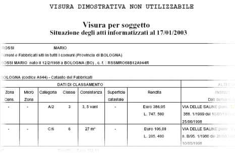stralcio visura