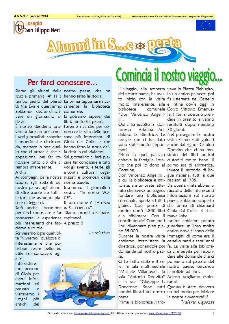 GIORNALINO 4H n1 marzo 2013 Page1