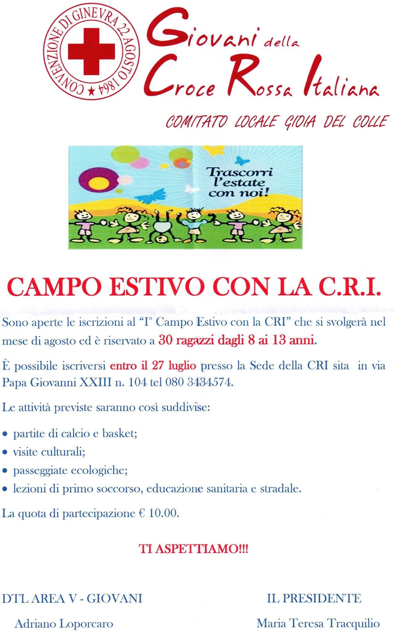 campi estivi cri manifesto